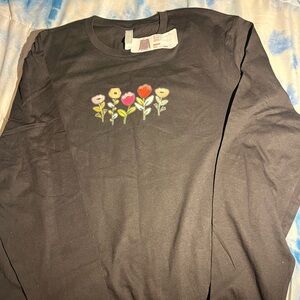 Black Long Sleeve Shirt with Floral image